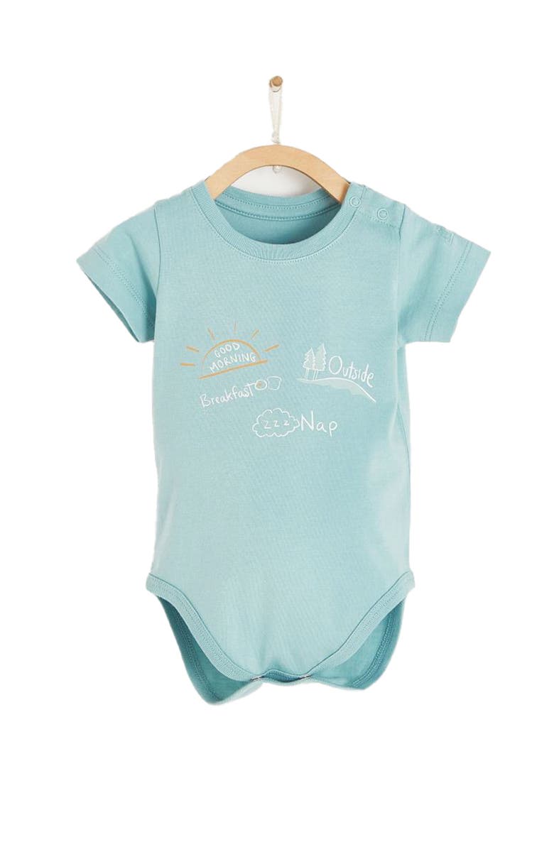 Babycottons Premium Peruvian Pima Cotton Mundi Graphic Short Sleeve Bodysuit For Infant, Main, color, 