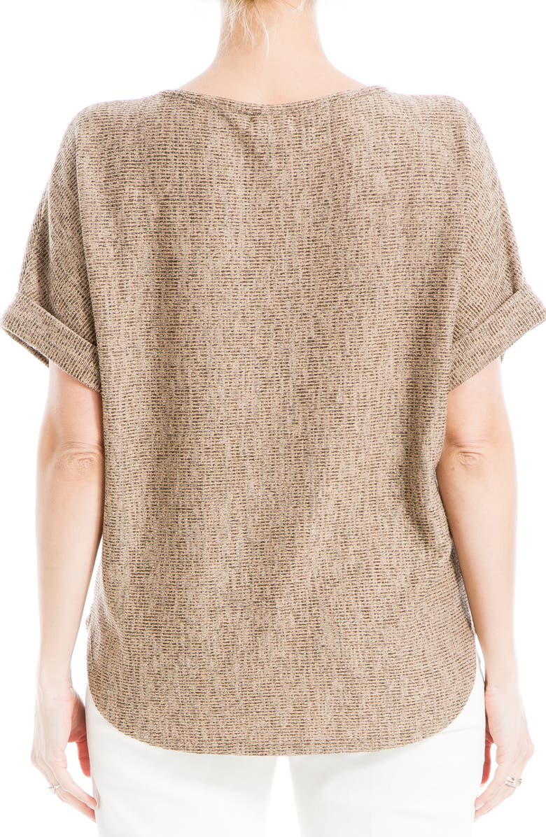 MAX STUDIO Short Sleeve Ribbed T-Shirt, Alternate, color, Tanin/ Black