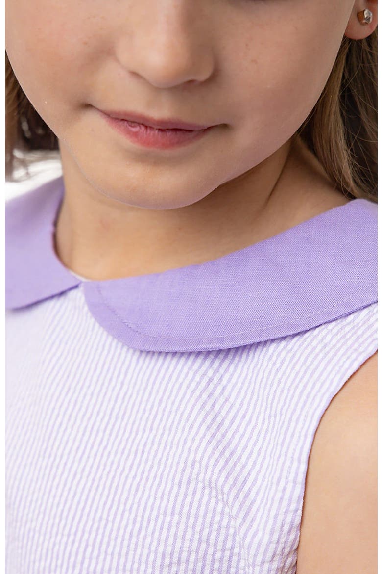 Girls' Organic Seersucker Peter Pan Collar Dress, Toddler, Alternate, color, Lavender Seersucker