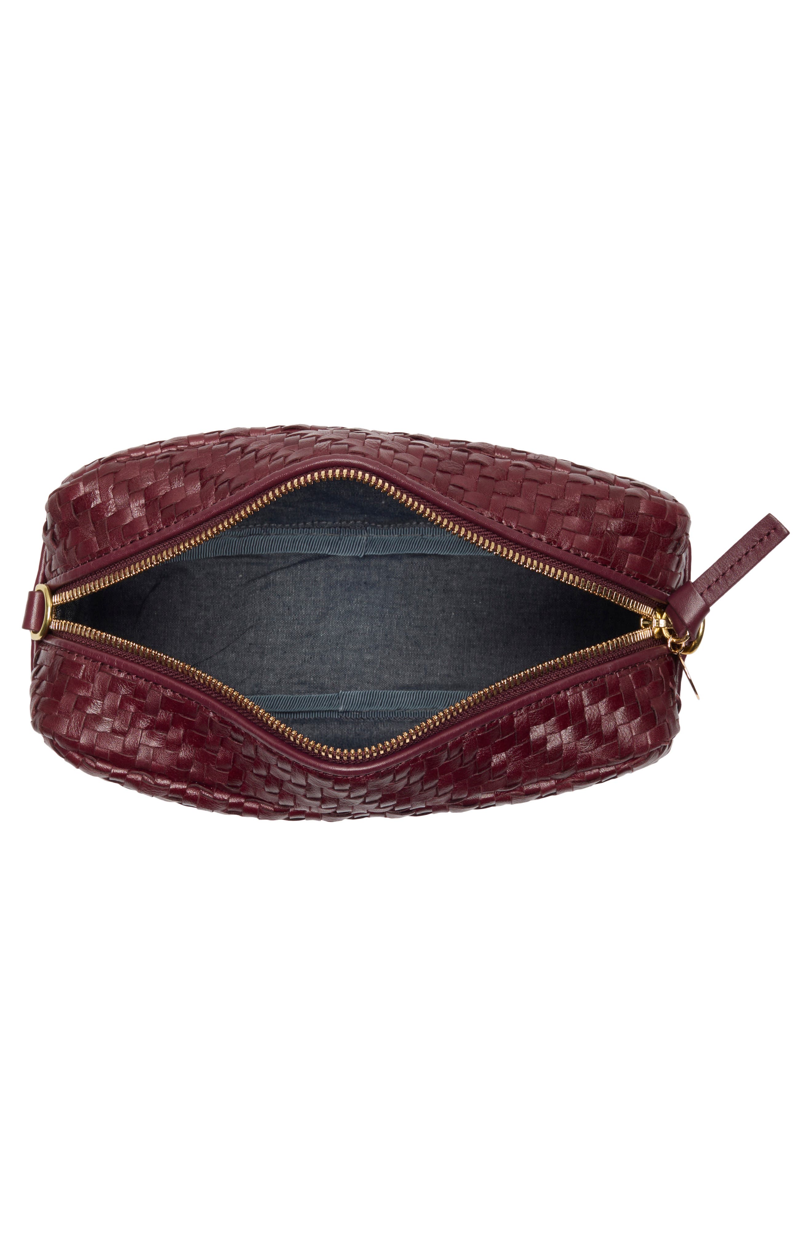 Clare V. Marisol Woven Leather Crossbody Bag, Alternate, color, Cassis