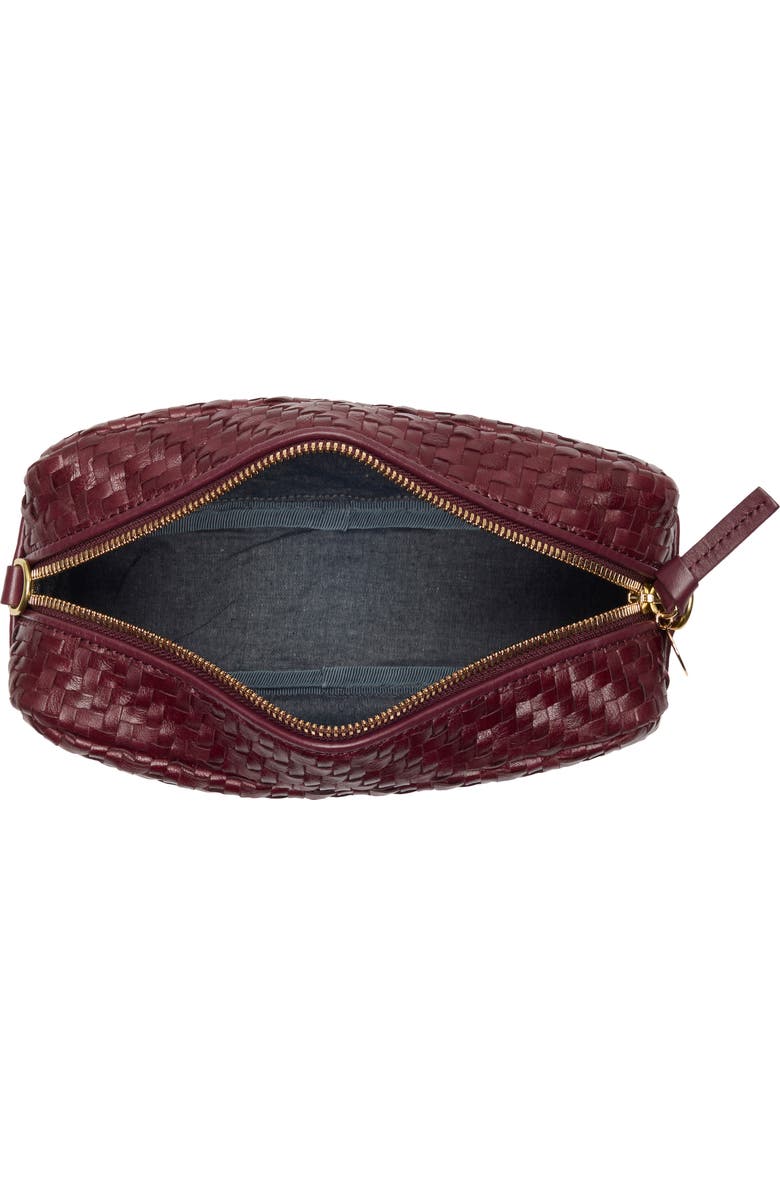 Clare V. Marisol Woven Leather Crossbody Bag, Alternate, color, Cassis