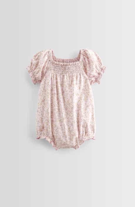 Print Smocked Bubble Romper