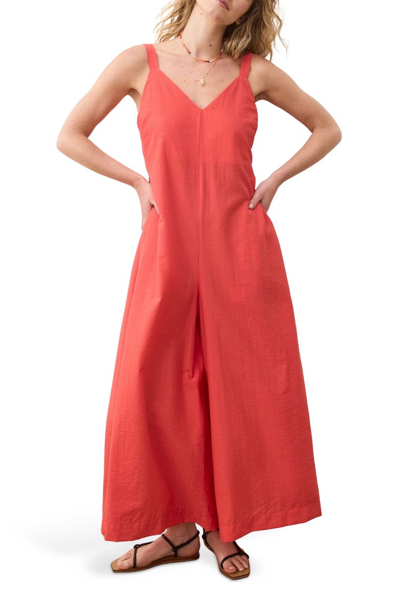 Cari V-Neck Wide Leg Jumpsuit, Main, color, HIBISCUS