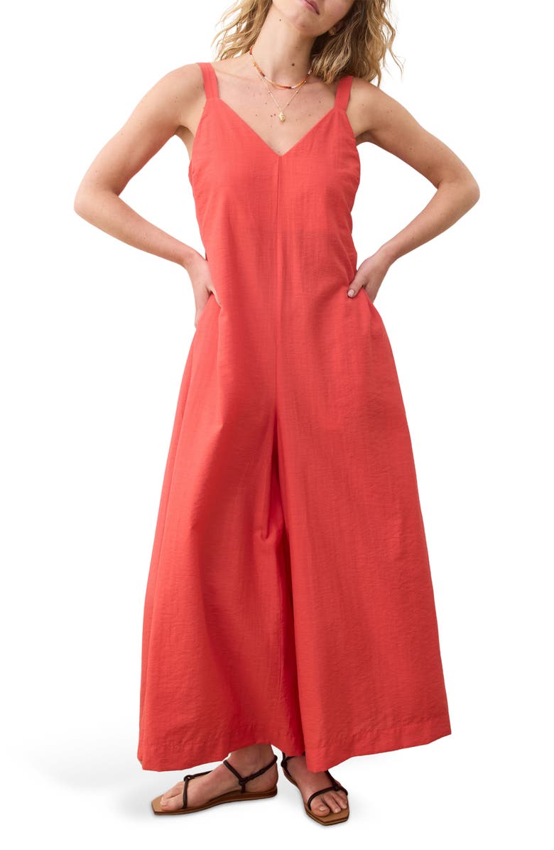 Marine Layer Cari V-Neck Wide Leg Jumpsuit, Main, color, Hibiscus