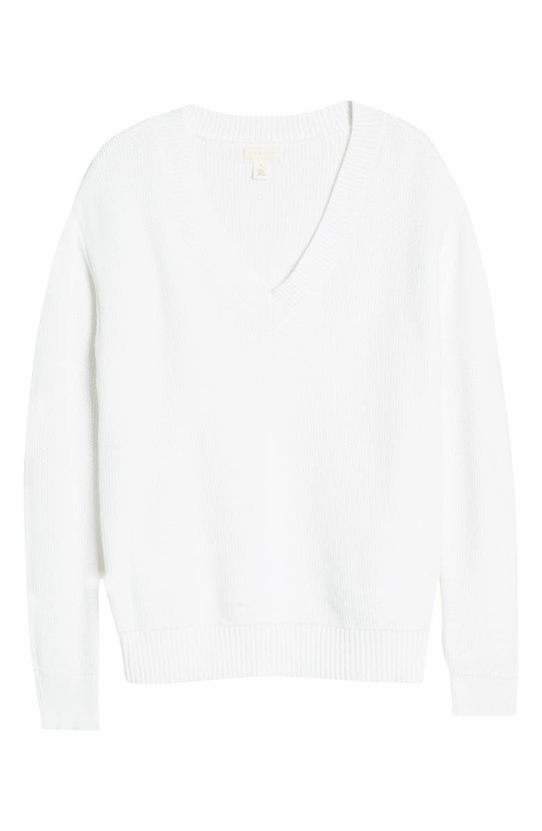 Caslon<sup>®</sup> V-Neck Cotton Seed Stitch Sweater, Alternate, color, 
