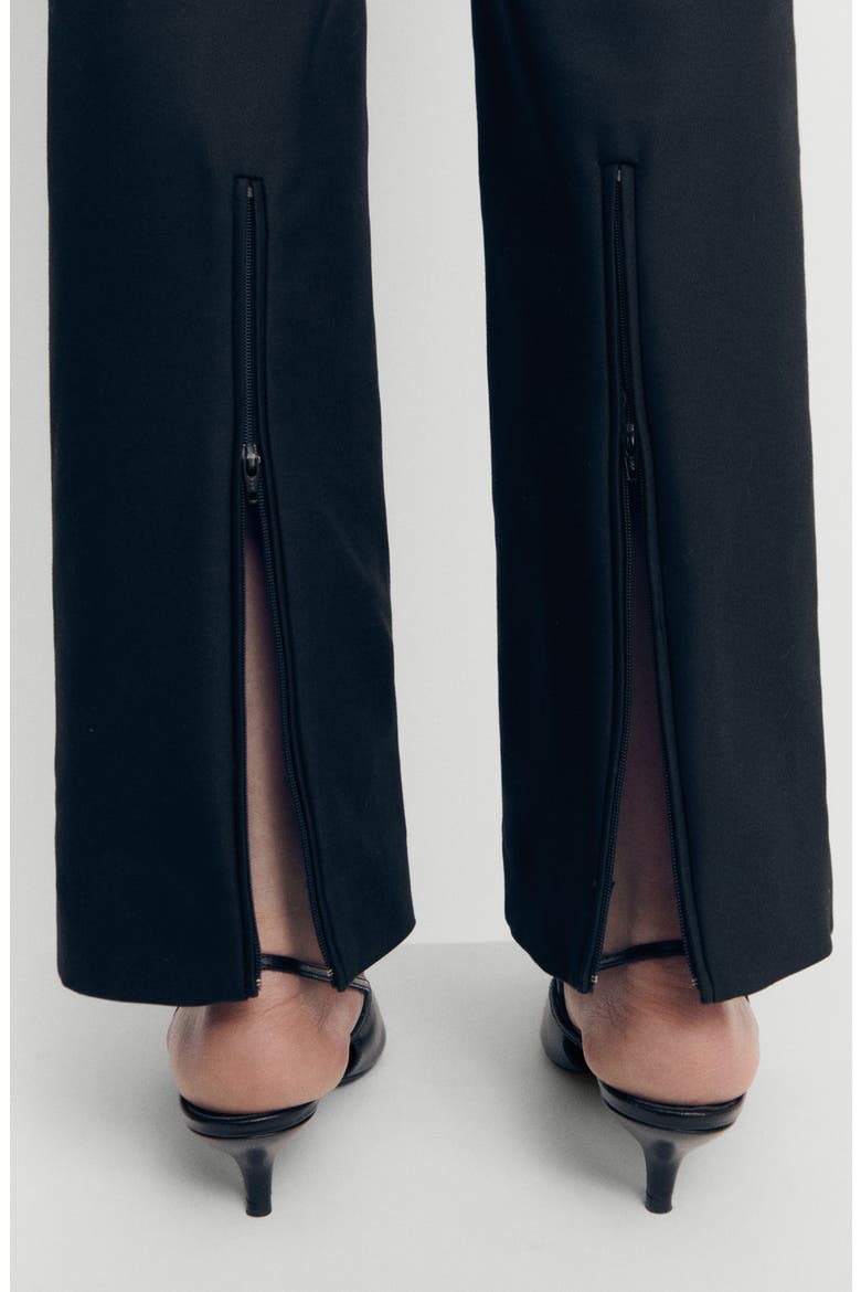 Back Zip Slit Cotton Blend Pants, Alternate, color, BLACK