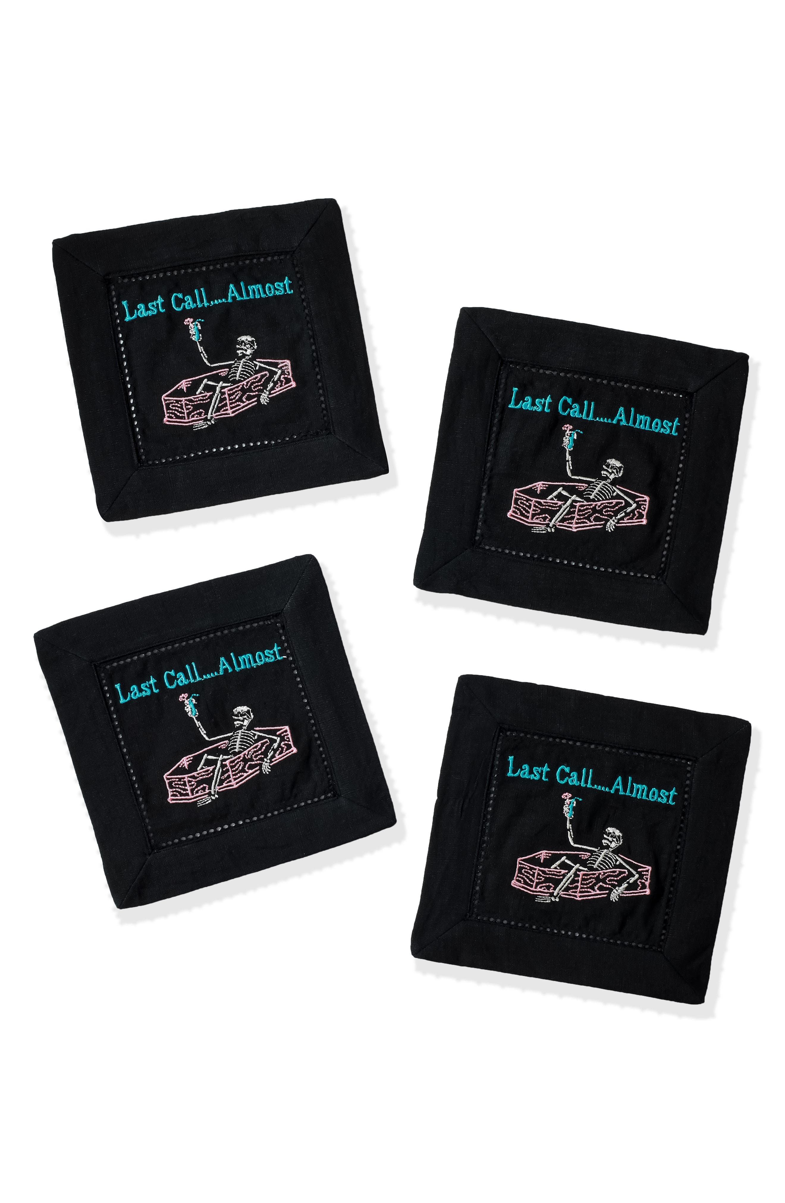 Last Call...Almost Embroidered Linen Cocktail Napkins