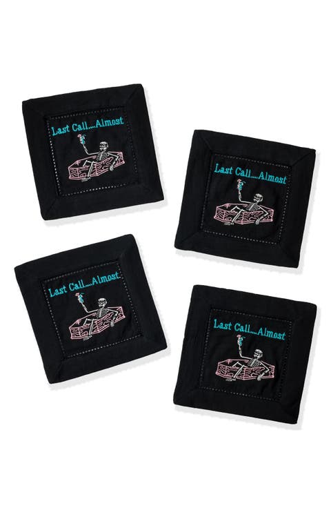 Last Call...Almost Embroidered Linen Cocktail Napkins