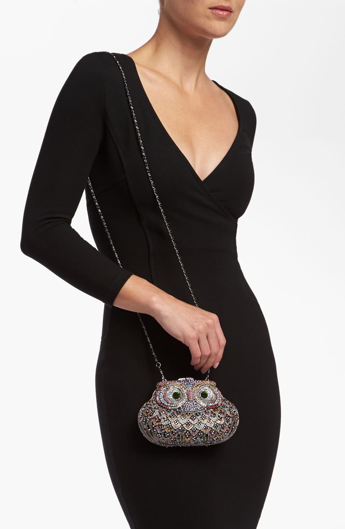 Natasha Couture Owl Clutch, Alternate, color, MULTI