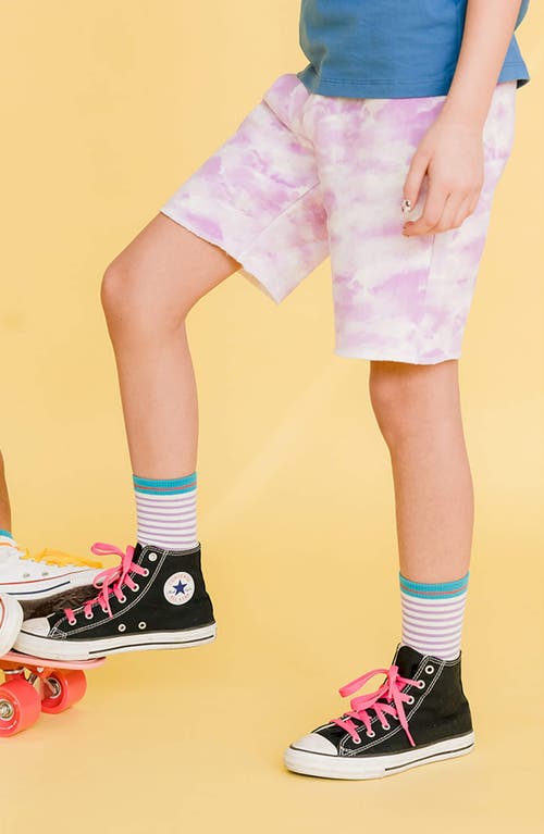 Shop Mightly Organic Cotton Fleece Knee Shorts In Lilac Cloud