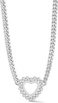 CHLOE AND MADISON 2.5mm Cultured Pearl Open Heart Pendant Necklace