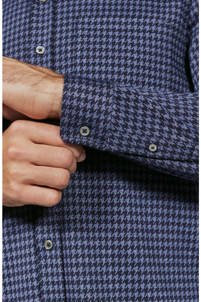 Generation Houndstooth Knit Button-Up Shirt, Alternate, color, NAVY
