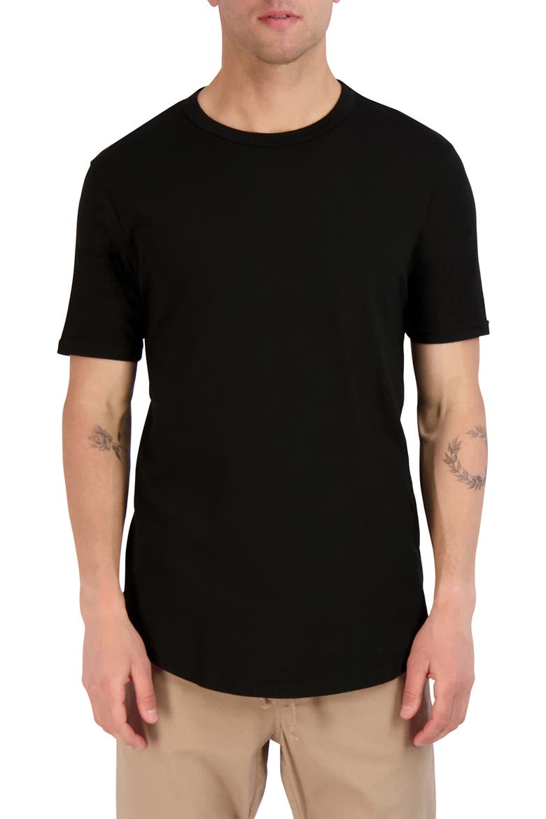 Scallop Supima Crewneck Tee, Main, color, BLACK