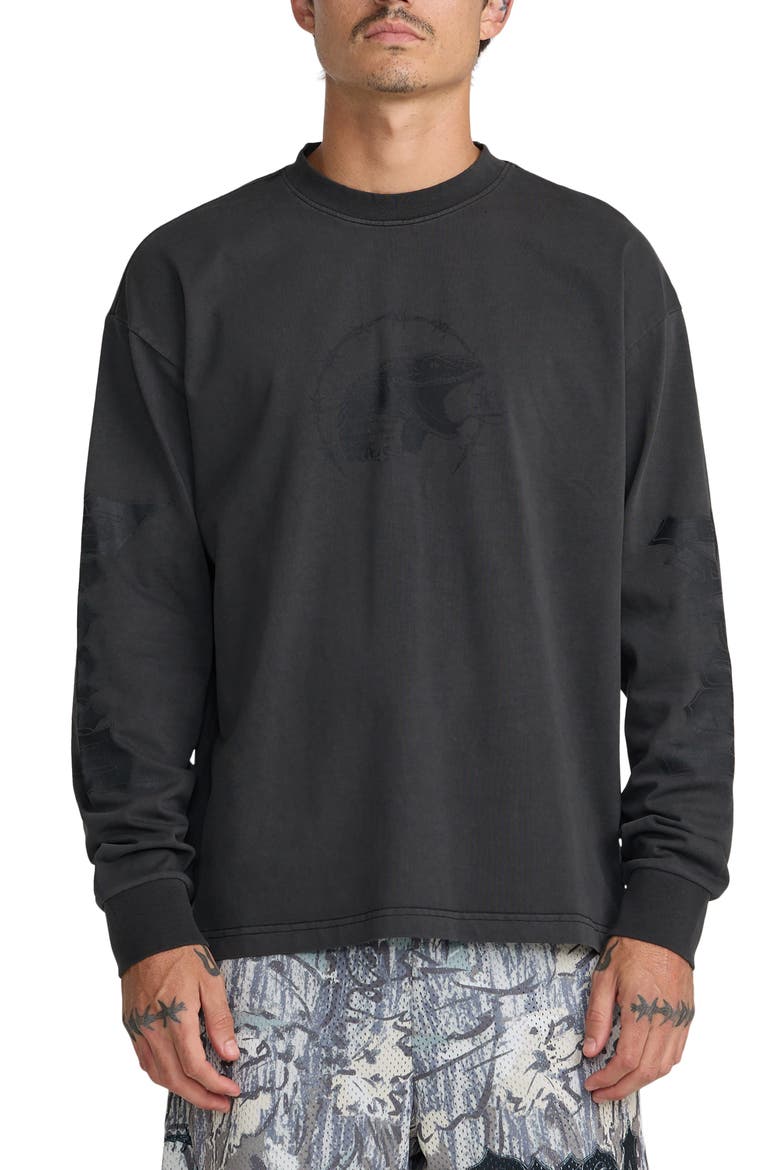 x Tapout Long Sleeve Heavyweight Cotton Jersey Graphic T-Shirt, Main, color, BLACK