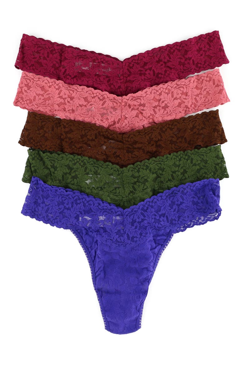 5-Pack Original Rise Thongs, Main, color, POMEGRANET/ PINK/ GREEN/ BLUE