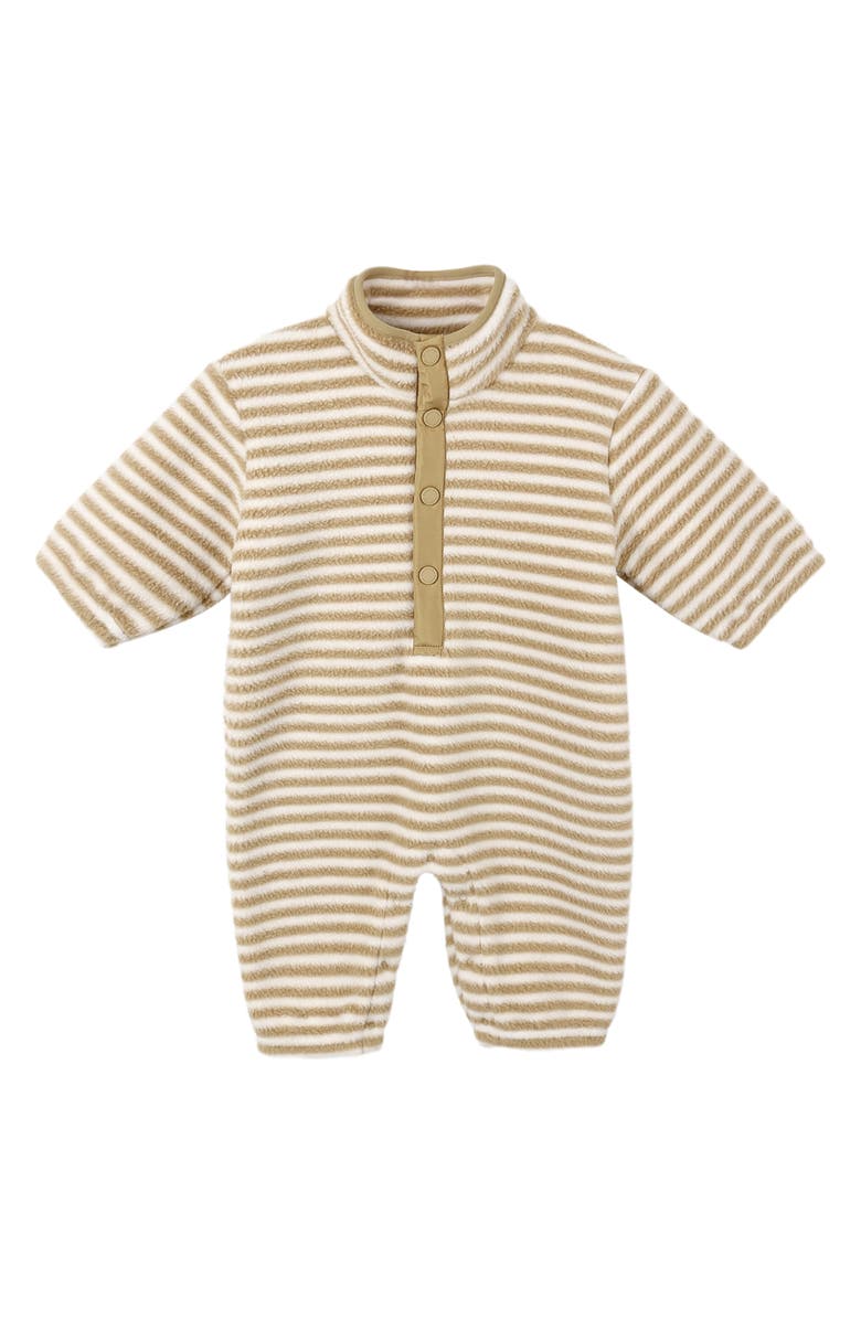 Rylee + Cru Stripe Fuzzy Fleece Romper, Main, color, Toffee