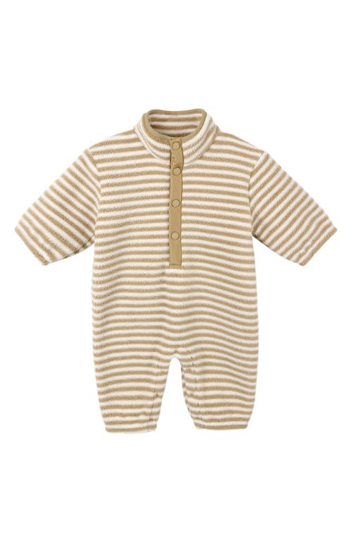 Rylee + Cru Stripe Fuzzy Fleece Romper In Brown