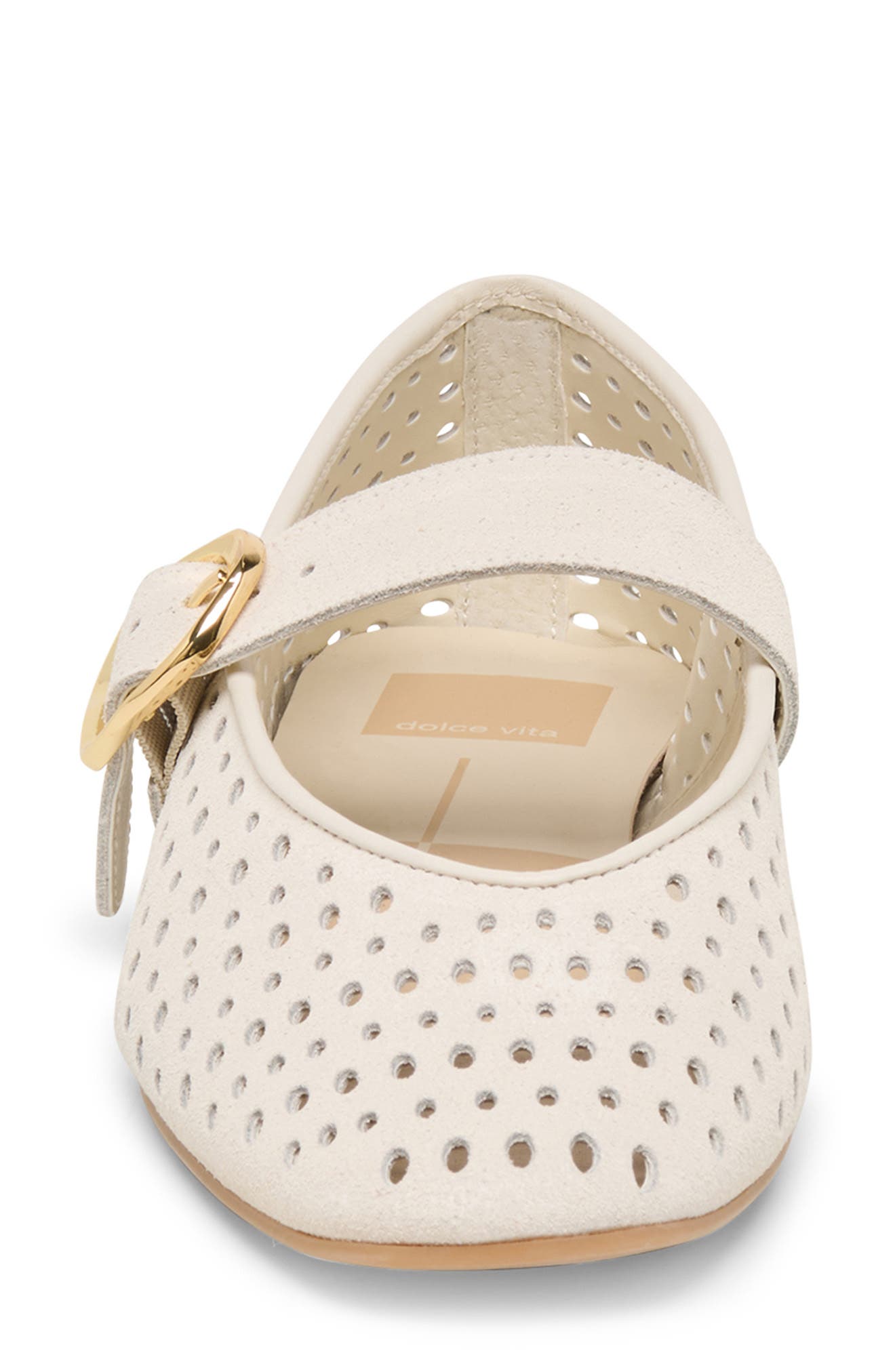 Dolce Vita Brooke Flat, Alternate, color, Creme Perforated Suede