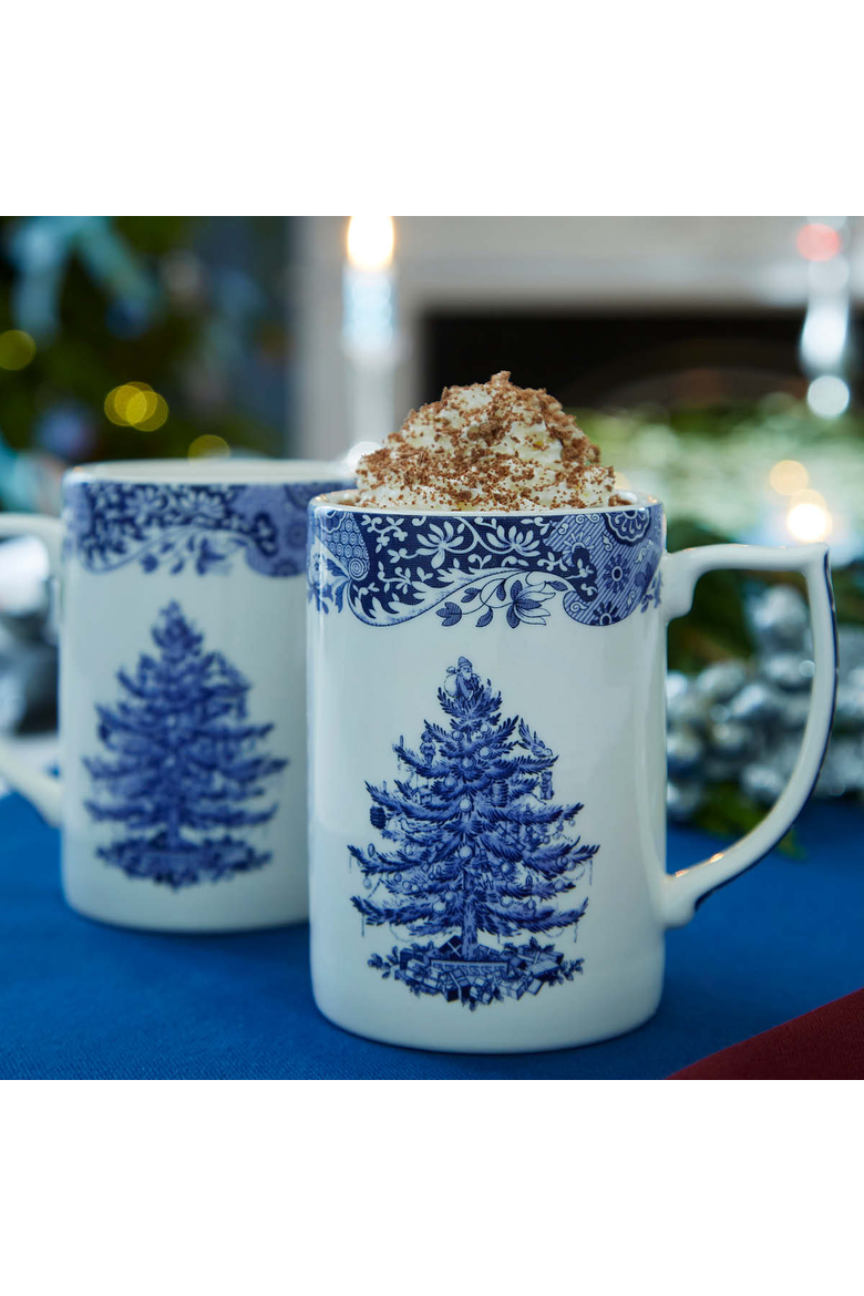 Blue Italian Christmas 12 oz Mug, Set of 4, Alternate, color, Blue