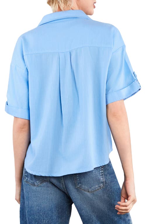 Hint Of Blu Emma Boxy Roll Tab Shirt In Blue