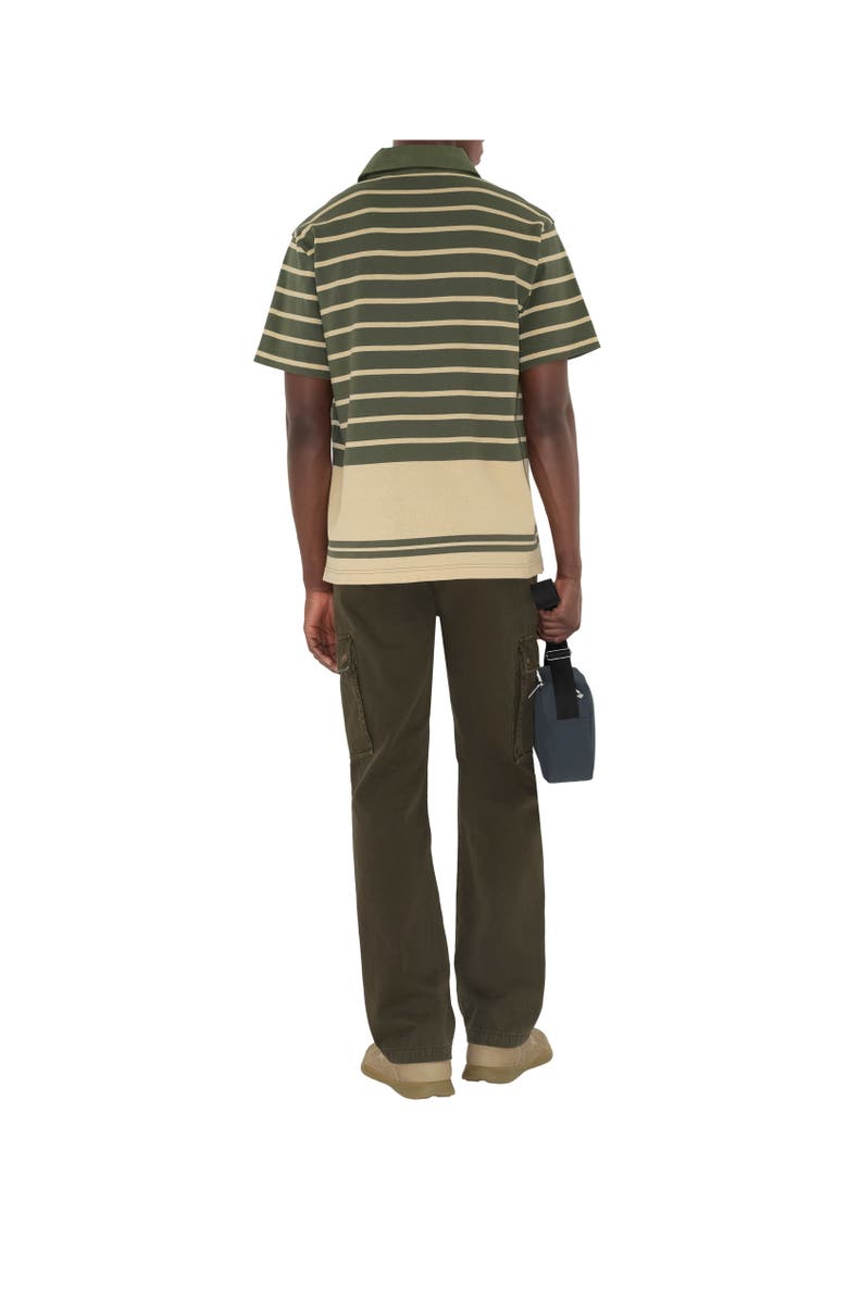 Burberry Striped Cotton Polo Shirt, Alternate, color, Yew Green