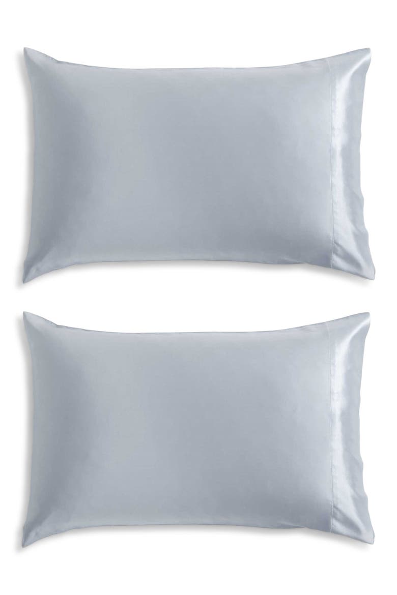Set of 2 Mulberry Silk Pillowcases, Main, color, LIGHT BLUE