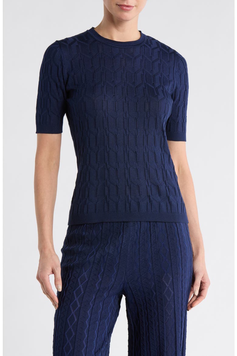 Girocollo Short Sleeve Sweater, Main, color, NAVY TONES