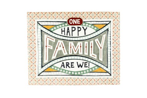 18.25"W Embossed "One Happy Family Are We!" Enameled Metal Wall Décor