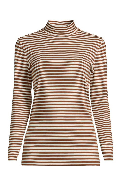 Lands' End Relaxed Cotton Long Sleeve Mock Turtleneck In Multi
