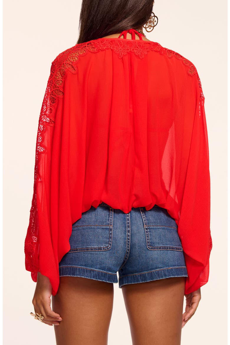 Angie Lace Inset Cover-Up Top, Alternate, color, FLAME