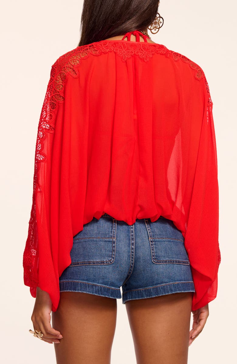 Ramy Brook Angie Lace Inset Cover-Up Top, Alternate, color, Flame