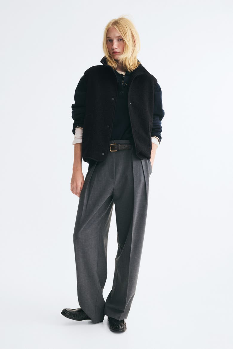 Teddy Fleece Vest, Alternate, color, Black