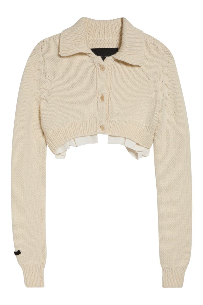 Hand Knit Cropped Cashmere Blend Cardigan, Alternate, color, CASHMERE WOOL BLND CREAM