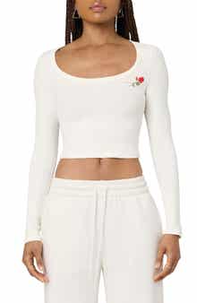 Florence by Mills Rose Embroidered Long Sleeve Crop T-Shirt