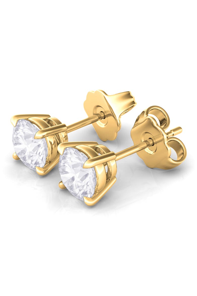 Round Brilliant Cut Lab Created Diamond Stud Earrings, Alternate, color, 3.00 CTW YELLOW GOLD