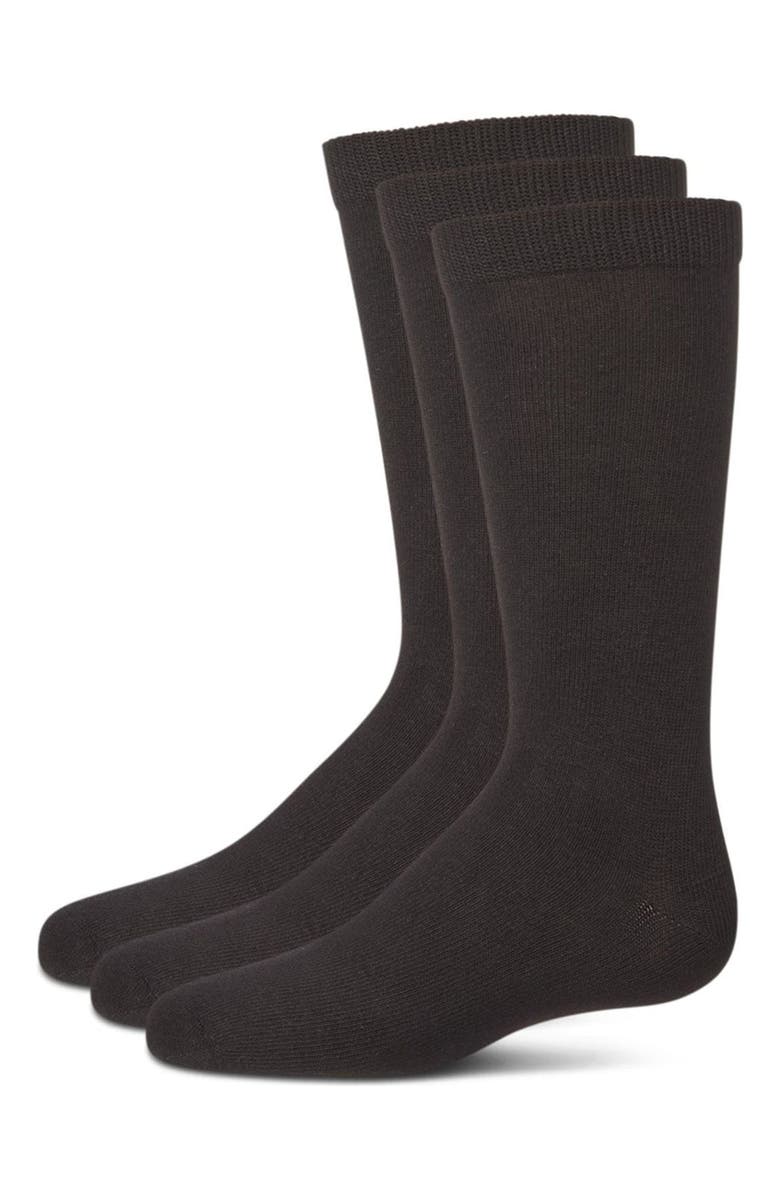 MK-10951 Boys' 3 Pair Pack Flat Crew Socks, Alternate, color, Black