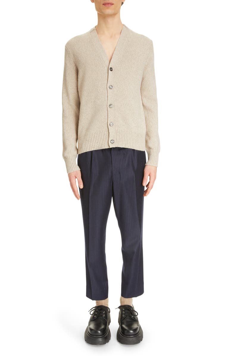 AMI PARIS Ami de Coeur Embroidered Cashmere & Wool V-Neck Cardigan, Alternate, color, 