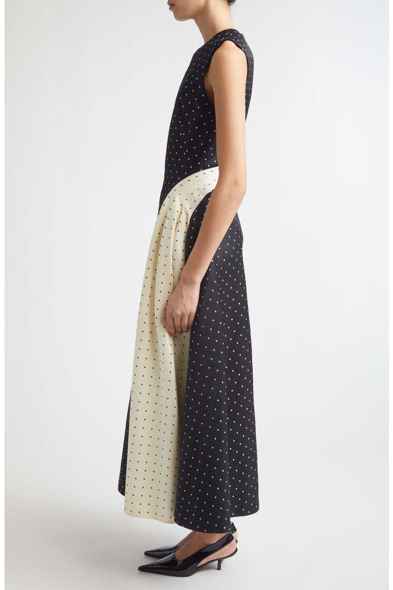 Alexis Polka Dot Jacquard Midi Dress, Alternate, color, BLACK