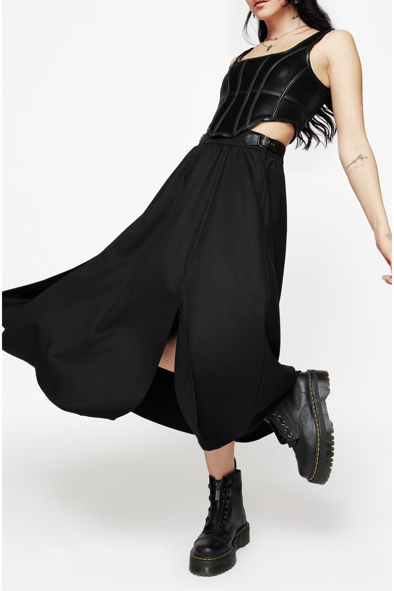 Nightingale Buckled Midi Skirt, Alternate, color, Black