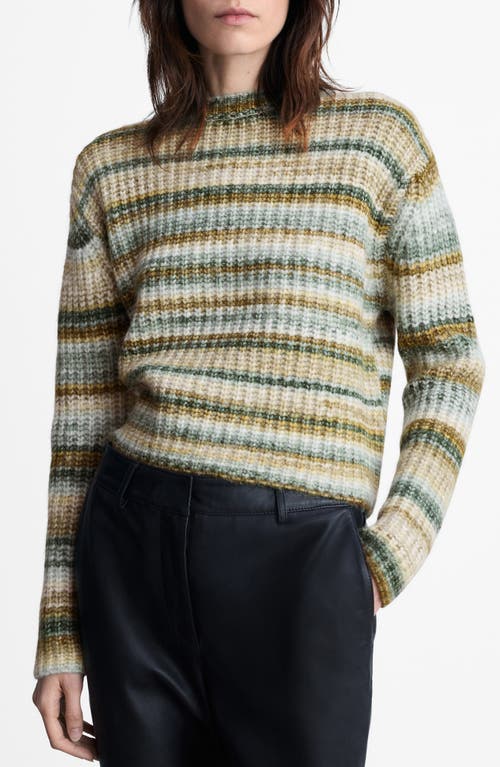 Mango Stripe Sweater In Dark Green