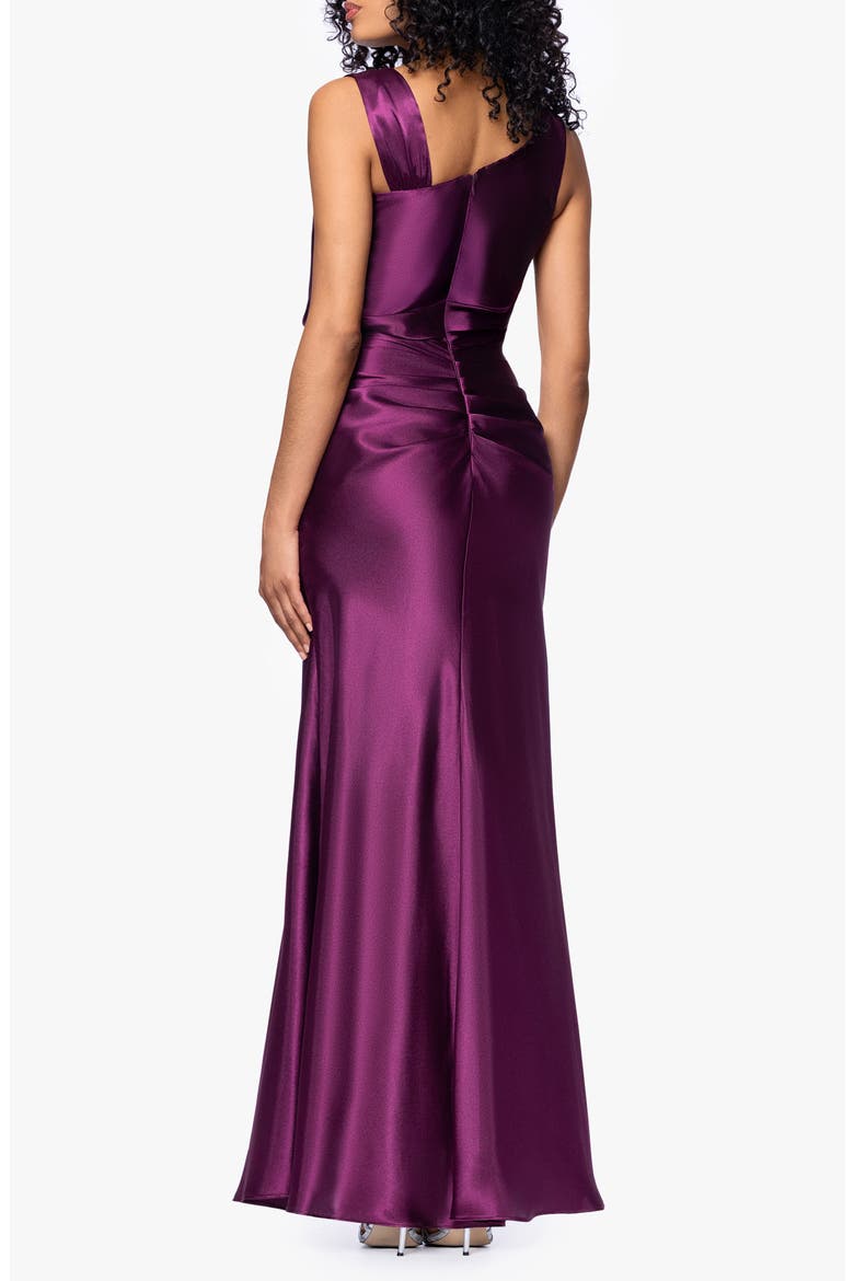 Ruched Charmeuse Trumpet Gown, Alternate, color, PLUM