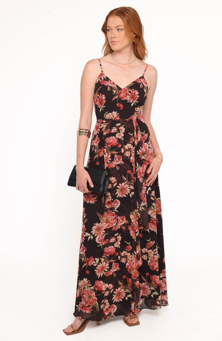 Petal & Pup Naver Floral Print Sleeveless Maxi Dress, Alternate, color, Black Floral