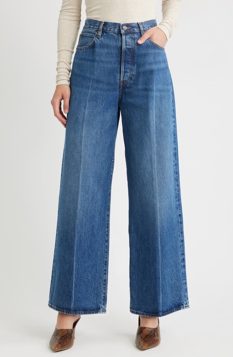FRAME The Pixie Collegiate Super High Waist Wide Leg Jeans, Main, color, Galactic