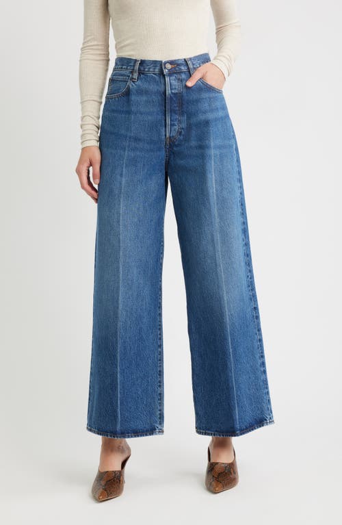 Frame The Pixie Collegiate Super High Waist Wide Leg Jeans In Blue