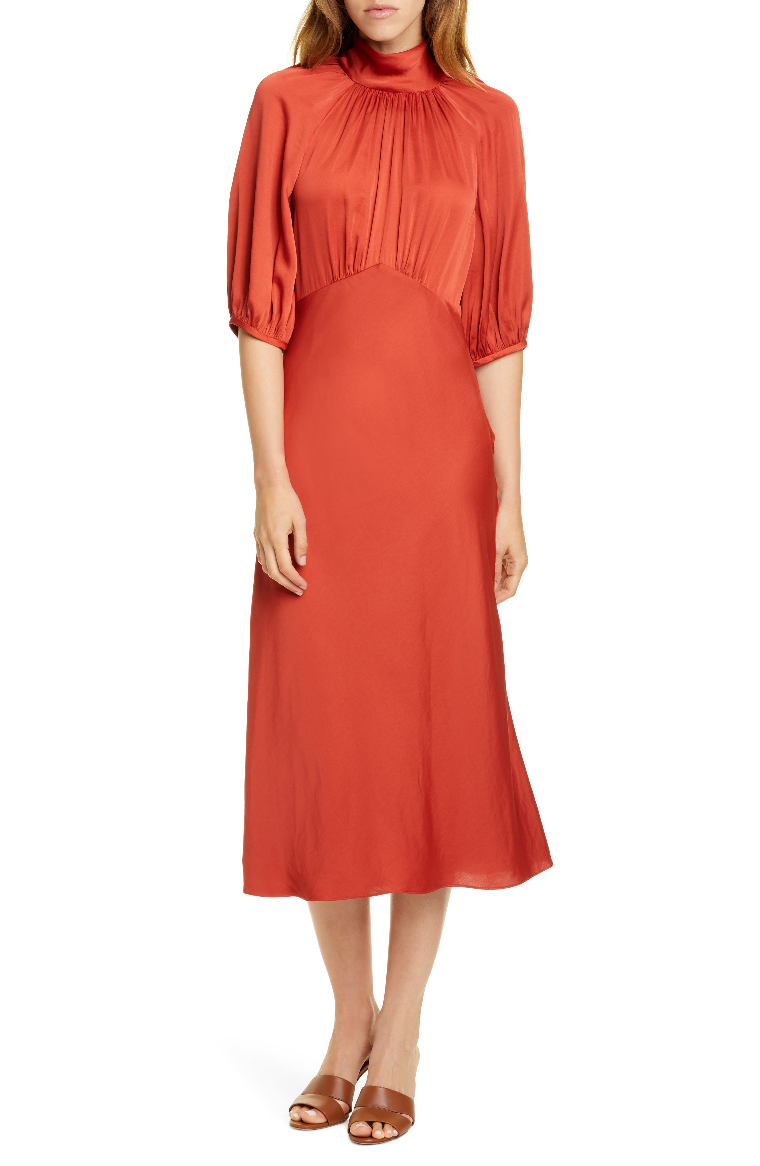 Tie Neck Satin Dress