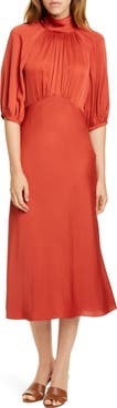 Rebecca Taylor Tie Neck Satin Dress