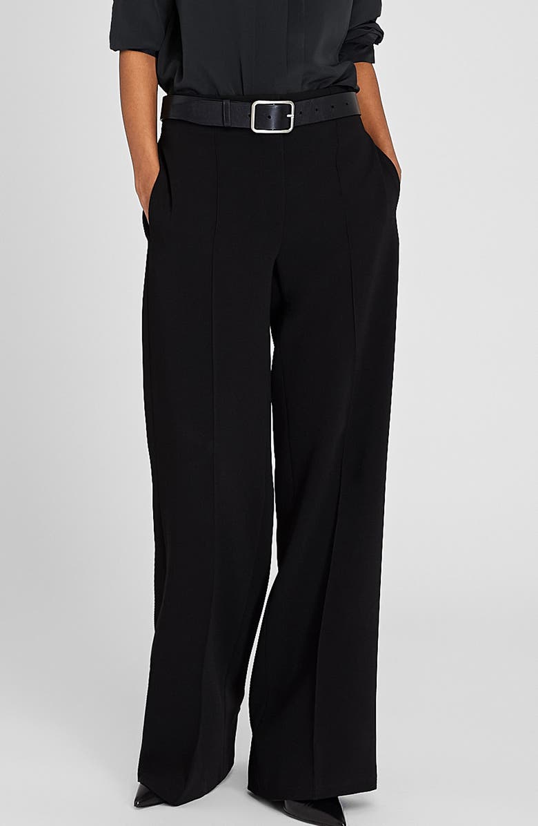 Club Monaco Fluid High Waist Crepe Wide Leg Pants, Main, color, 