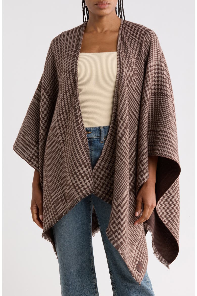 Houndstooth Double Face Shawl, Main, color, FUDGE