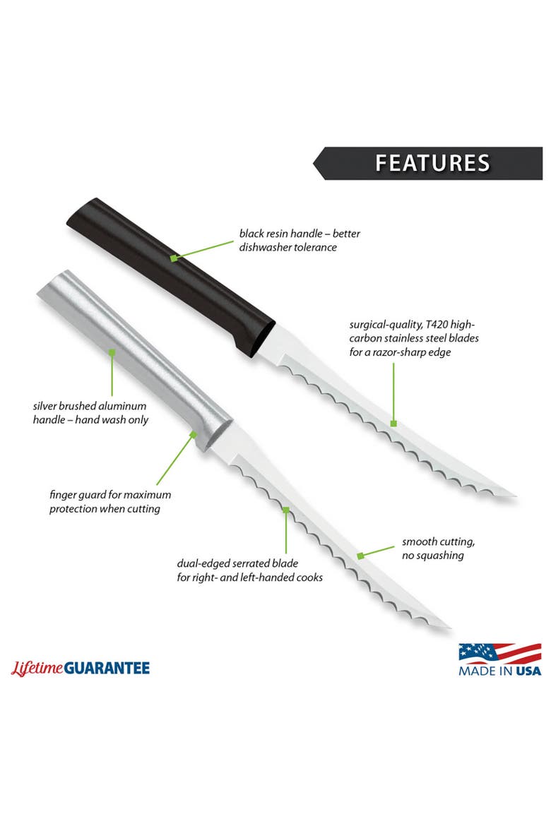 Cutlery 5-Inch Tomato Slicer Stainless Steel Serrated Blade, Alternate, color, Black