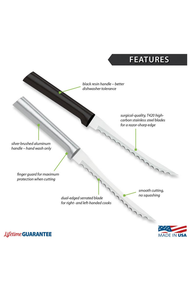 Rada Cutlery 5-Inch Tomato Slicer Stainless Steel Serrated Blade, Alternate, color, Black